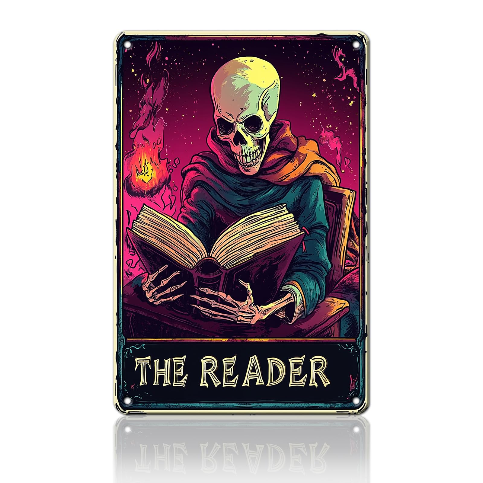 Anceky The Reader Tin Sign Funny Metal Sign Vintage Wall Decor for Home Porch Yard Garden Outdoor 12×8 Inch