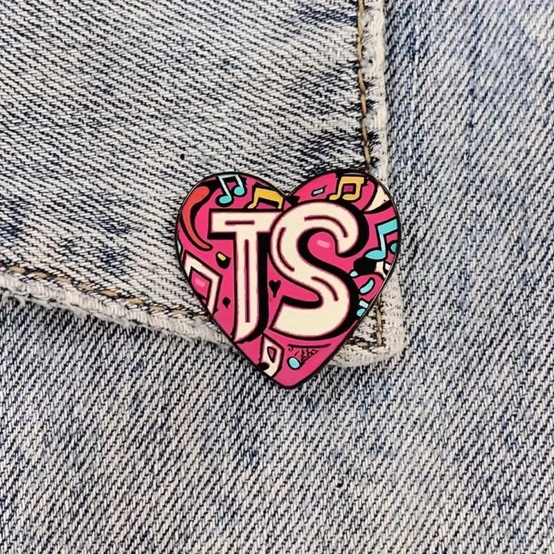 Image of I (Heart) LOVE T.S. Brooch Pin Singer Team Era Tour Fans Gift Music Lover Merchandise Perfect for Jackets, Backpacks, Hats and More