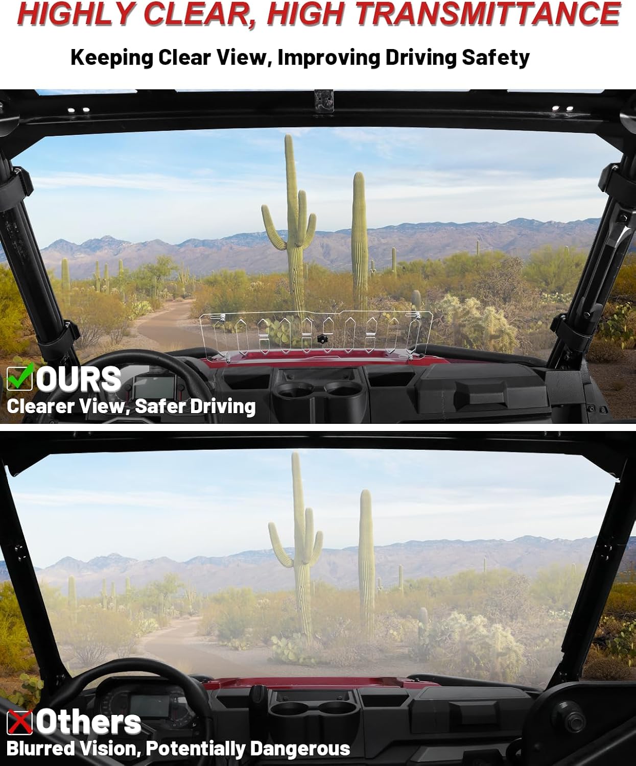 StarknightMT Full Windshield with Sliding Window Compatible with Polaris Ranger XP 1000 / Crew (2017-2026) & Ranger 1000 (2020-2026), Hard Coated Polycarbonate Vented Front Windscreen