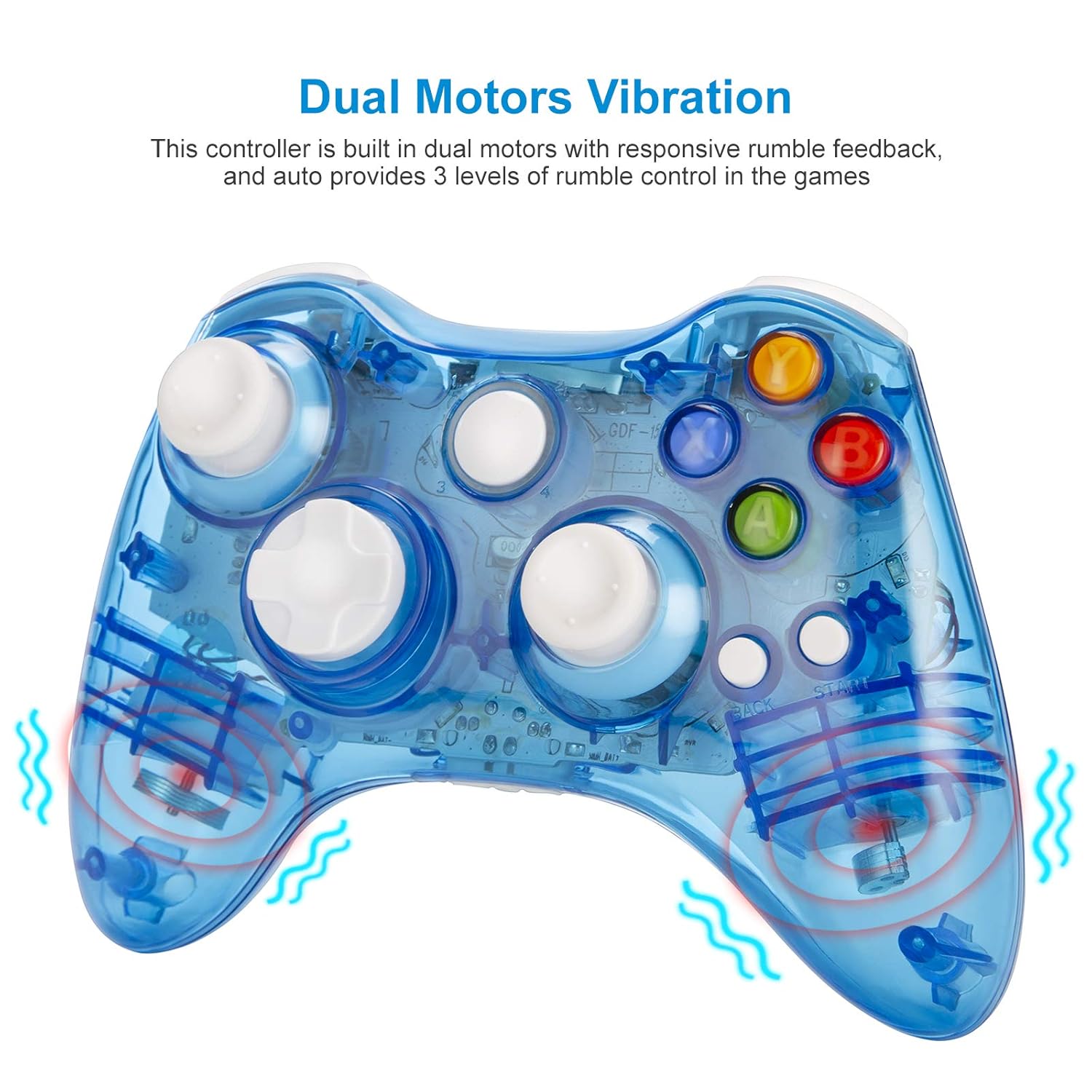 kosiwun 2.4GHZ Wireless Controller for Xbox 360 Controller, Wireless Remote Joystick Gamepad with USB Receiver Adapter for Xbox 360&360 Slim/PC Windows 10 8 11 Blue