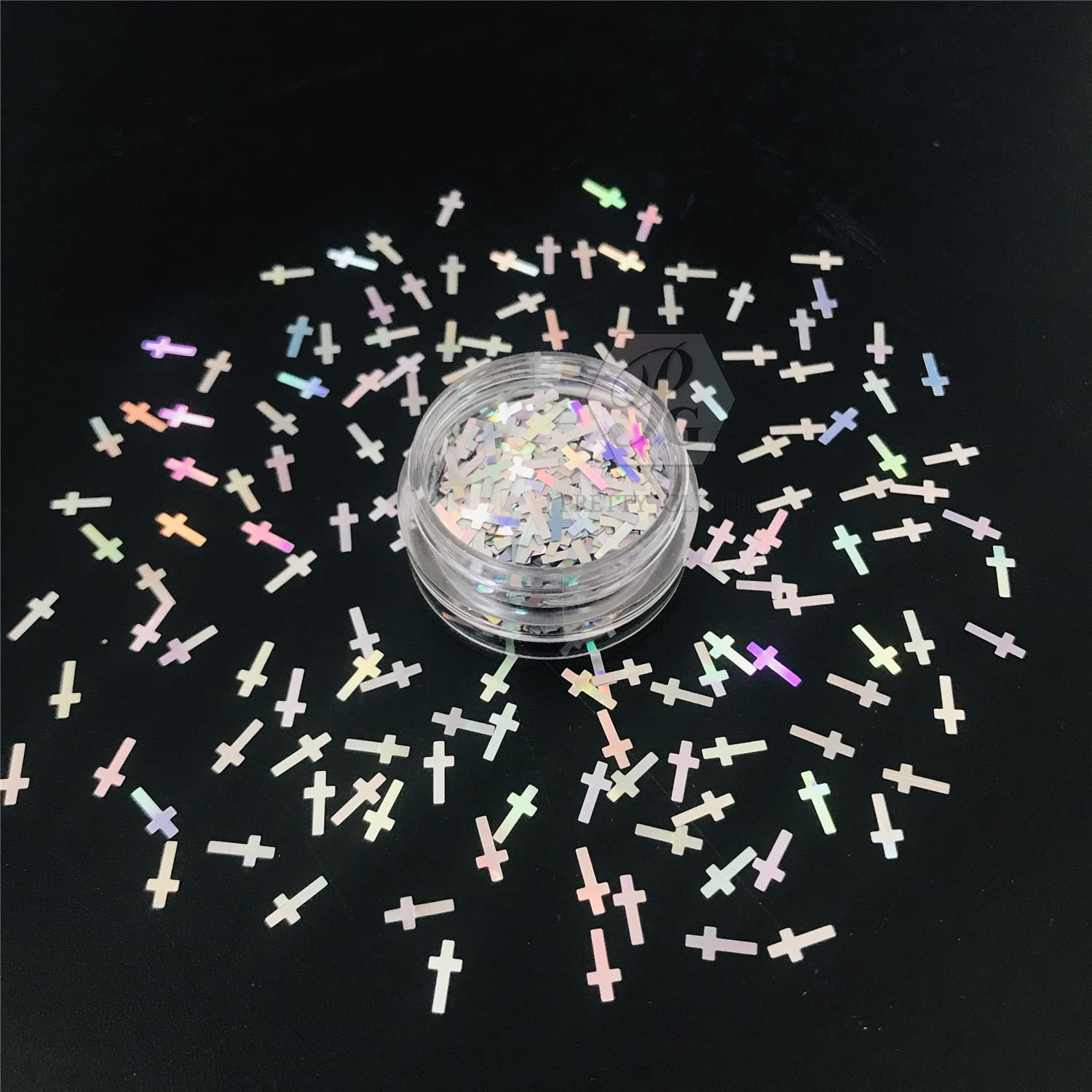 10g Pack - Sliver Cross Shape Glitter - Festival Rave Beauty Makeup Face Body Nail Art Tumbler Holiday DIY Decoration LB100