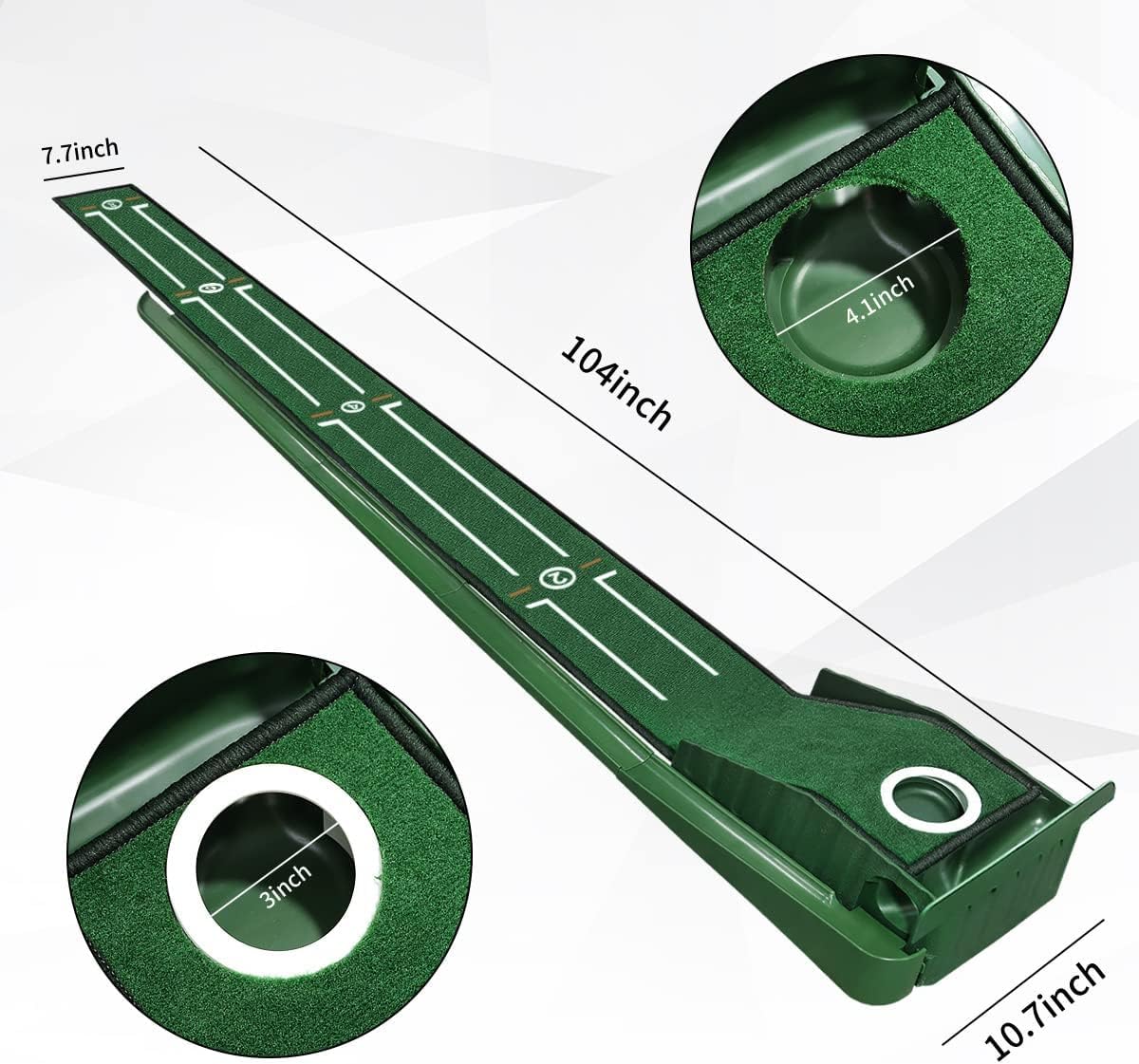 juego de putting green interior, tapete largo con retorno automático, ideal para oficina y casa