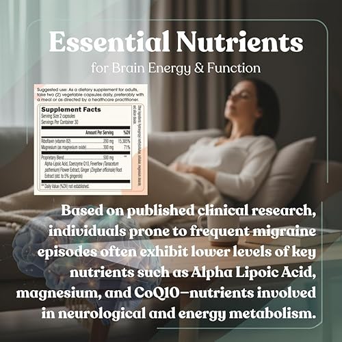 Miniatura 6 de Suplementos para aliviar el dolor de cabeza y la migraña, suplemento de prevención de la migraña sin medicamentos, suplementos naturales para