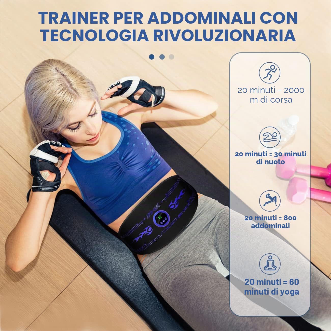 Elettrostimolatore Muscolare, Aggiorna EMS Suscolo Addominale Stimolatore, Elettrostimolatore per Addominali con USB Ricaricabile - Non è Necessario Utilizzare Cuscinetti in Gel