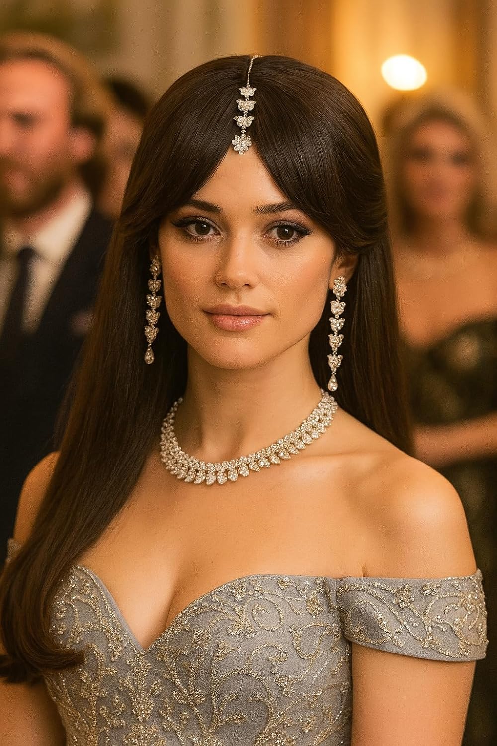 Touchstone Indian wedding jewelry set gold traditional necklaces for women statement rhinestone sets hollywood glamour style crystal stone bridal costume golden necklace - Image 2