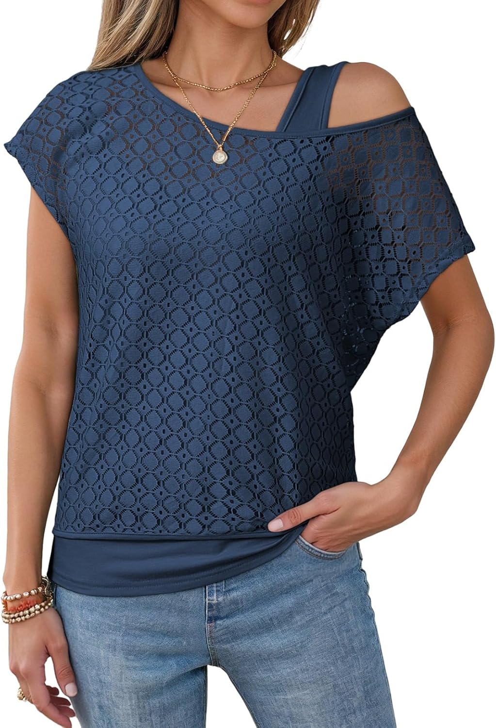 Dokotoo Women's Summer 2026 Crochet Hollow Out Lace Boho Tops Lining Two Piece Beach Vacation Young Fashion Shirts