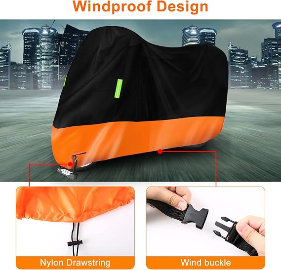Waterproof Motorcycle Cover Replace for Harley Davidson Touring Road Glide Limited/Ultra Limited with Anti-Theft Lock Hole for Outdoor Rain Snow Protection (101 to 108inches, with Trunk)