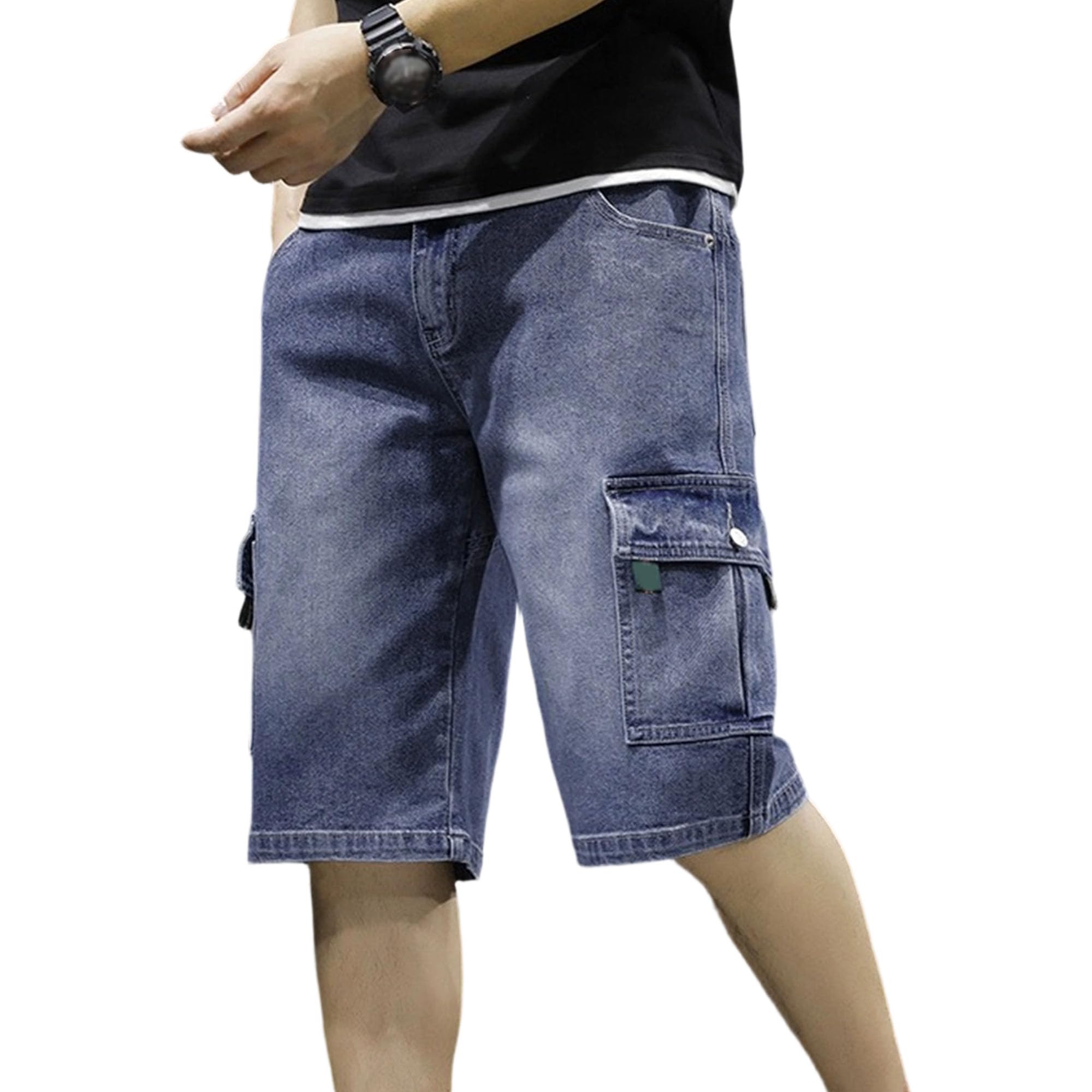 Short en jean multi-poches pour homme - Short cargo ample en jean pour homme