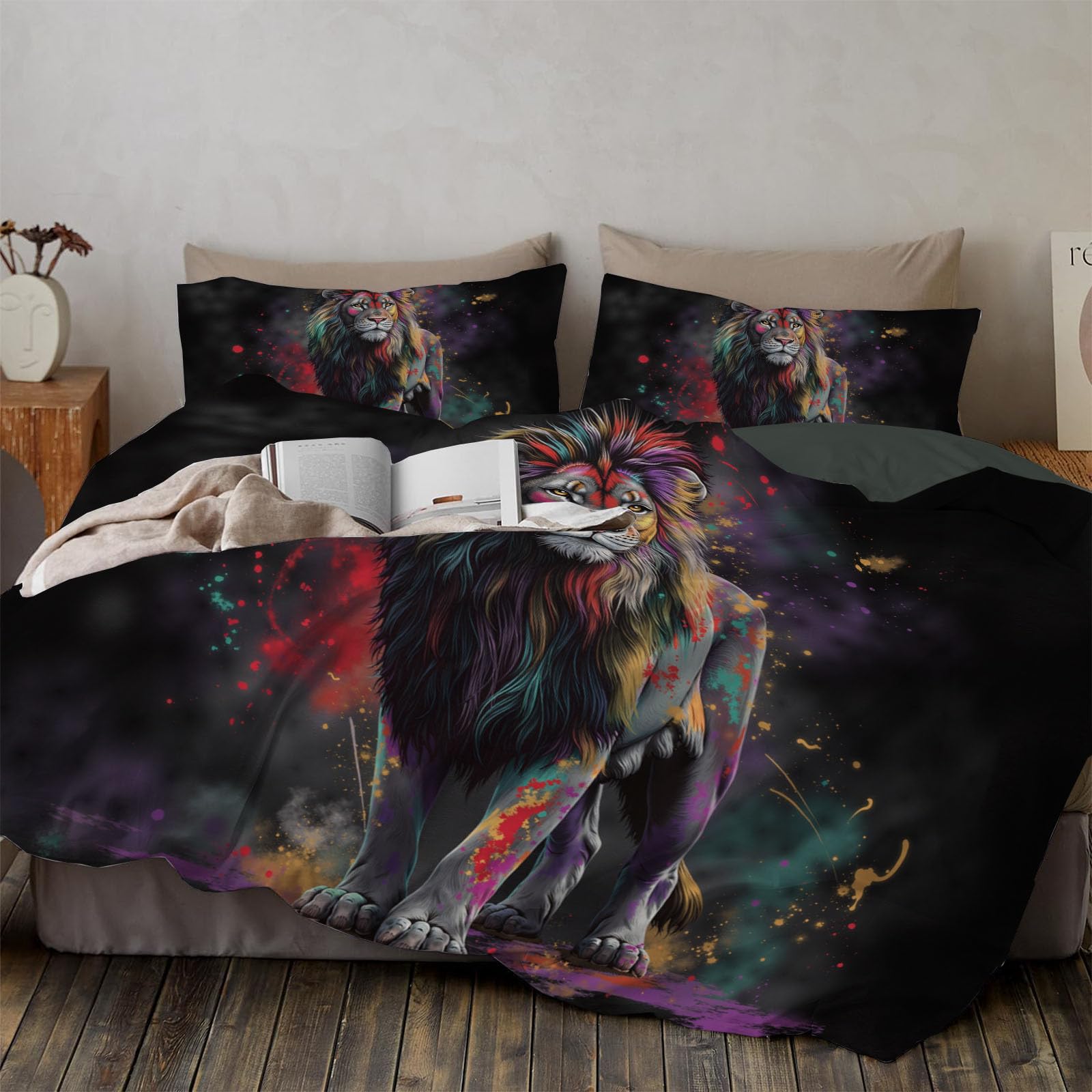Parure de lit lion hypoallergique pour préserver le sommeil des enfants