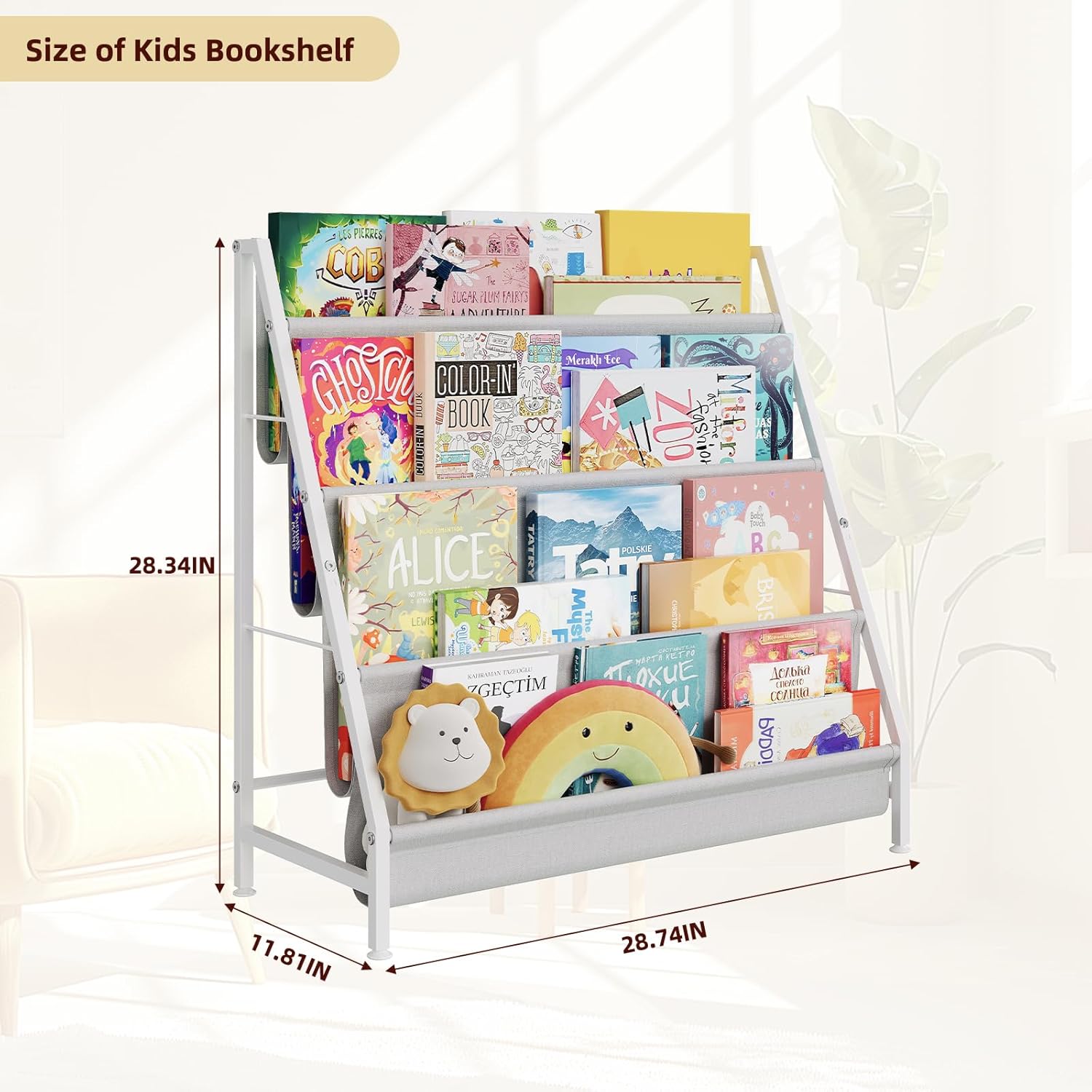 4-Tier Kids Bookshelf, Book Shelf for Kids Rooms,Book Rack for Kid with Four Deep Pockets,Nursery Bookshelves for Kid' Playroom, Toddler Bookshelf as a Children's Gift - Image 2