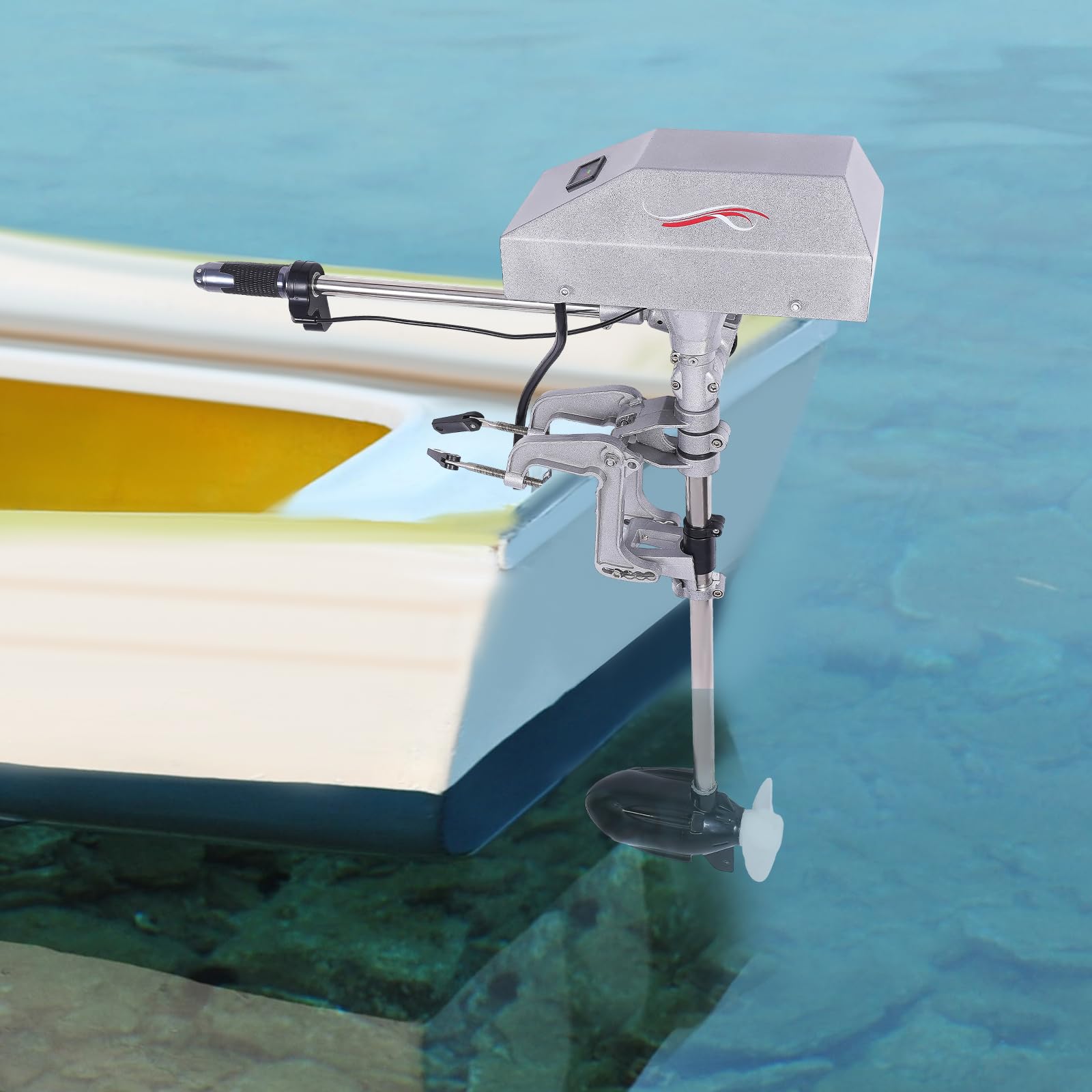 Elektro Außenborder, Bootsmotor Heckmontage, 24 V, 39 Kg Schub, 8 Gang Elektrischer Trolling Motor Mit Batterieanzeige, Für Kajaks, Fischerboote Auf Süß-/Salzwasser, 915 Mm Welle | DE