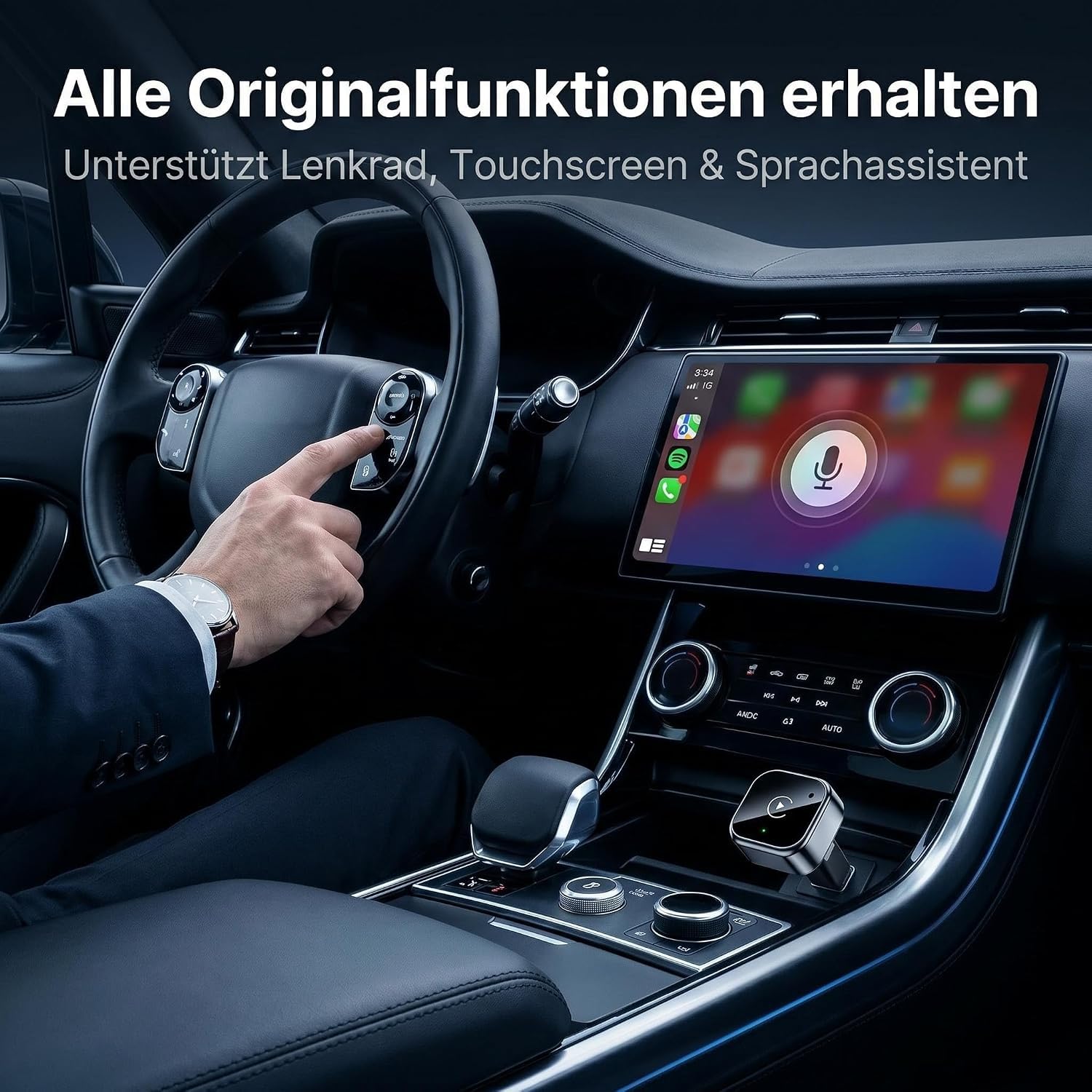 2 in 1 Wireless CarPlay Adapter, 5,8GHz Wi-Fi Niedrige Latenz, Stabile Verbindung für Verkabelte Werksautos