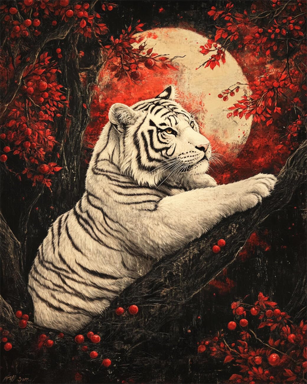 RKFLGEW DIY Embroidery Set Anime White Tiger 40x50cm