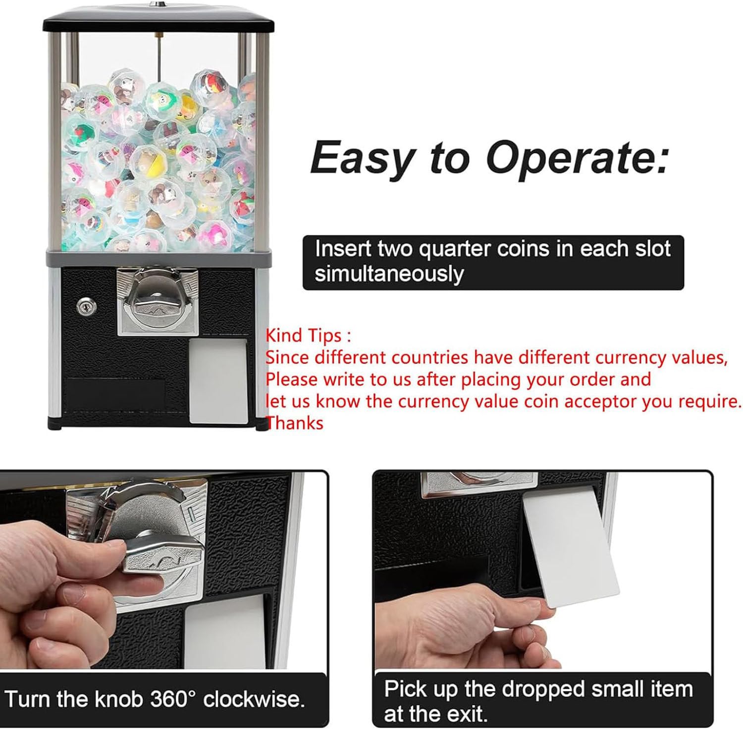 Distributore automatico di monete da 25 centesimi, distributore automatico di monete da 25 centesimi, distributore automatico di caramelle per la casa, distributore automatico di caramelle, nero