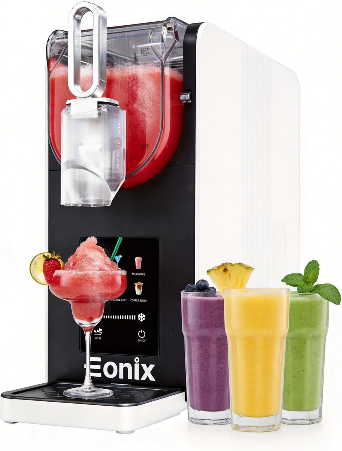 EONIX Slushie Machine for Home- No Ice Needed, 64oz Professional Drink & Slushy Machine with 6 Preset Programs,Auto-Clean,Frozen Margaritas, Frappés,Milkshake,and More