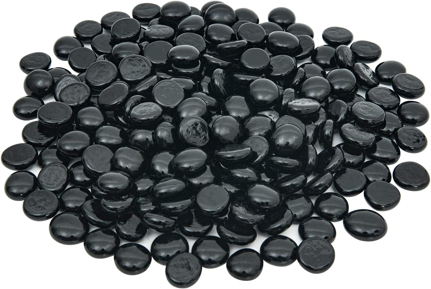Hisredsun 290pcs Black Glass Pebbles,1.35kg Flat Marble Beads,Vase