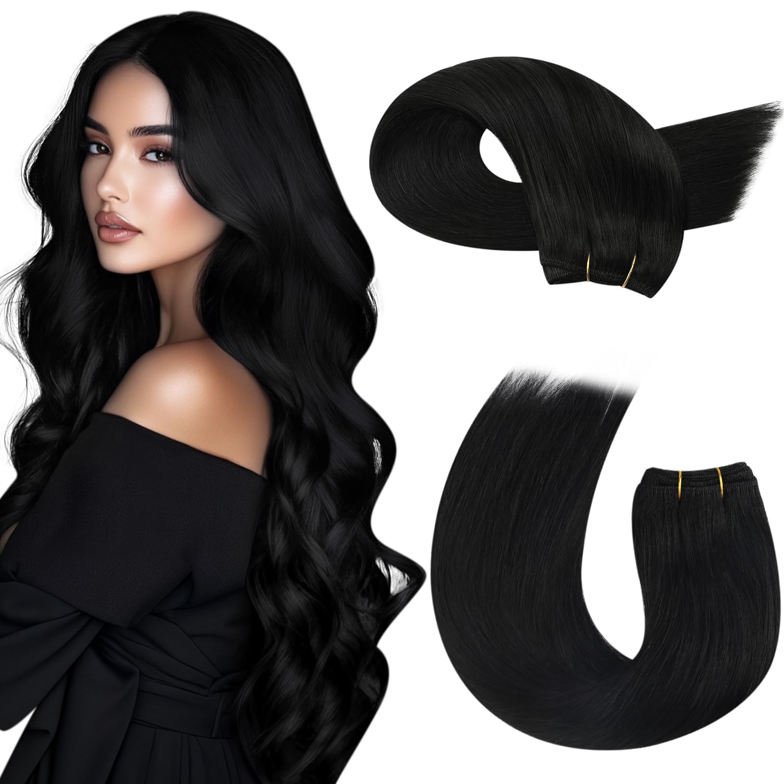 Moresoo Butterfly Weft Hair Extensions Remy Human Hair Ash Blonde Highlight Bleached Blonde 18 Inch OVO Weft Hair Extensions Human Hair Ash Blonde Highlight 100g/pack #18/613 — view 34