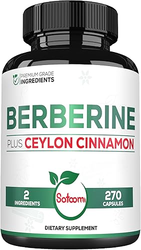 Berberina con suplemento de canela de Ceilán, 1500 mg extra fuerte para el sistema inmunológico, la salud digestiva, el manejo del cuerpo y la