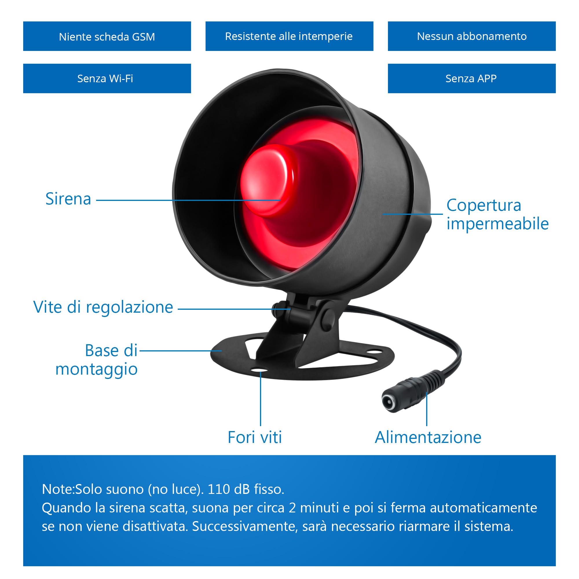 TOWODE Sistema di Allarme Domestico Wireless Kit Antifurto Sistema di Allarme di Sicurezza con Sirena 115dB, Sensore di Allarme Porta, Sensore di Movimento e Telecomando