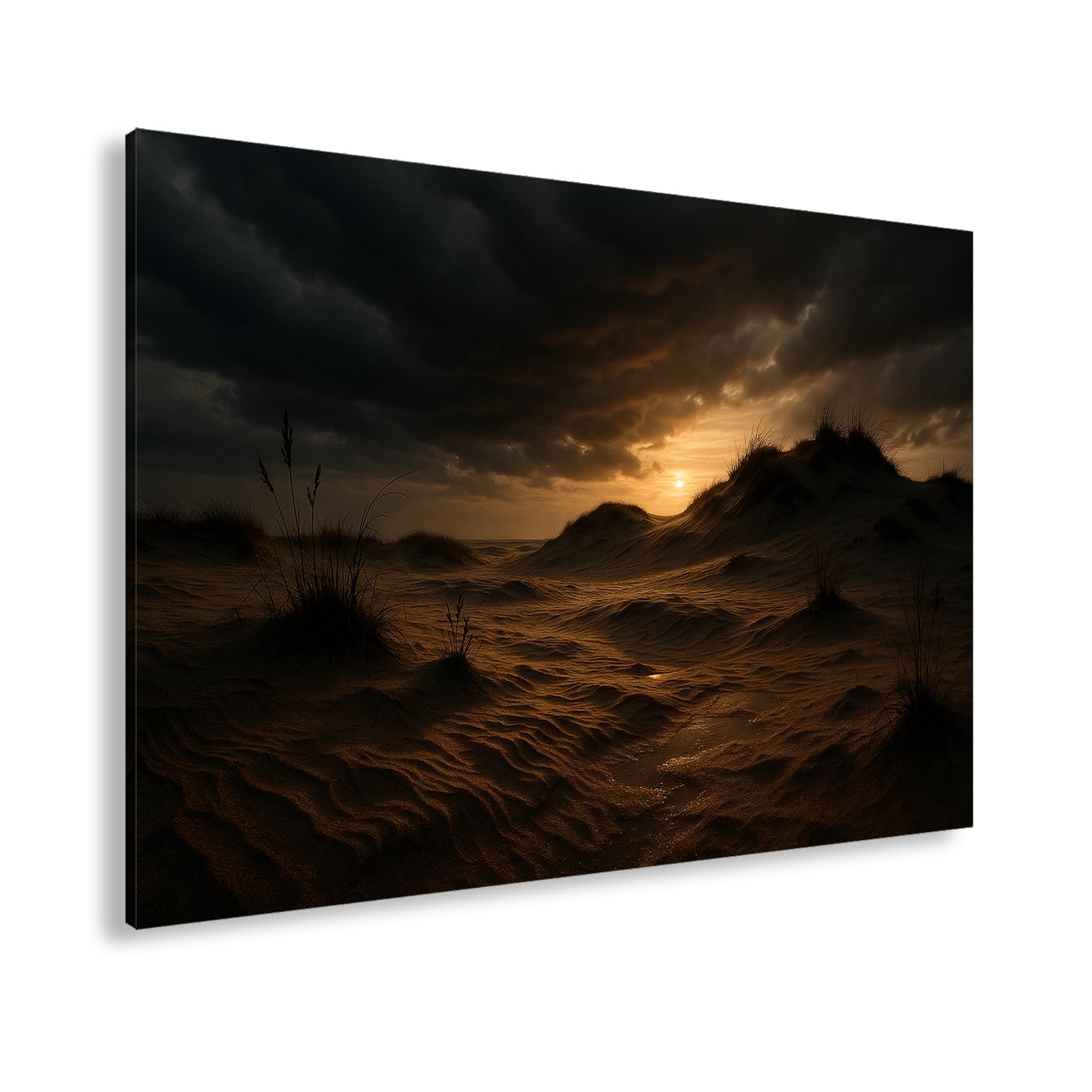 deyoli Obraz na płótnie zachód słońca na wydmach z trawą 100 x 70 cm kolorowy