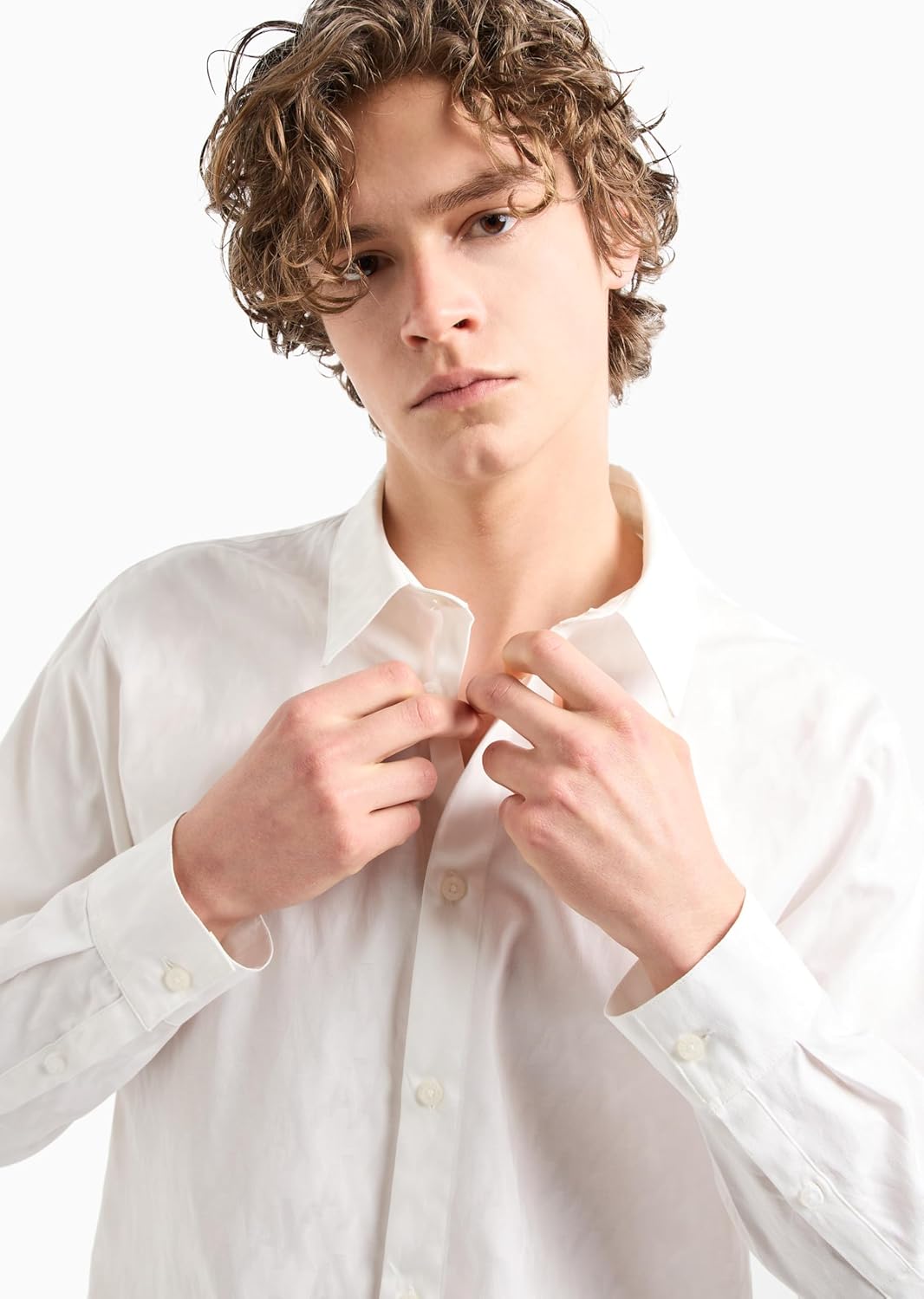 Armani Exchange Mens Regular Fit Long Sleeve Jacquard Cotton All Over Logo Button Down - Image 2