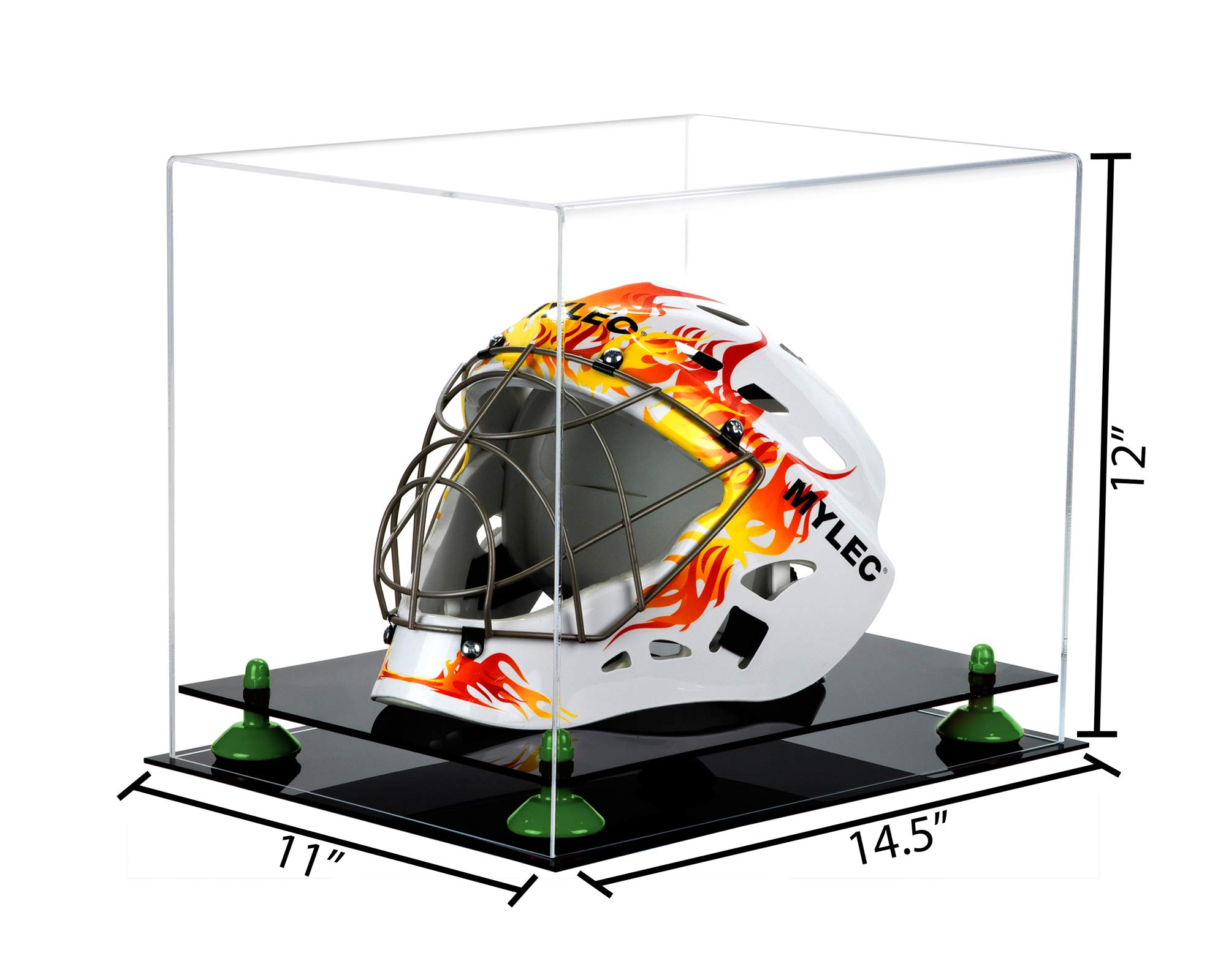 Better Display Cases Versatile Clear Acrylic Display Case - Large Rectangle Box with Green Risers 14.5