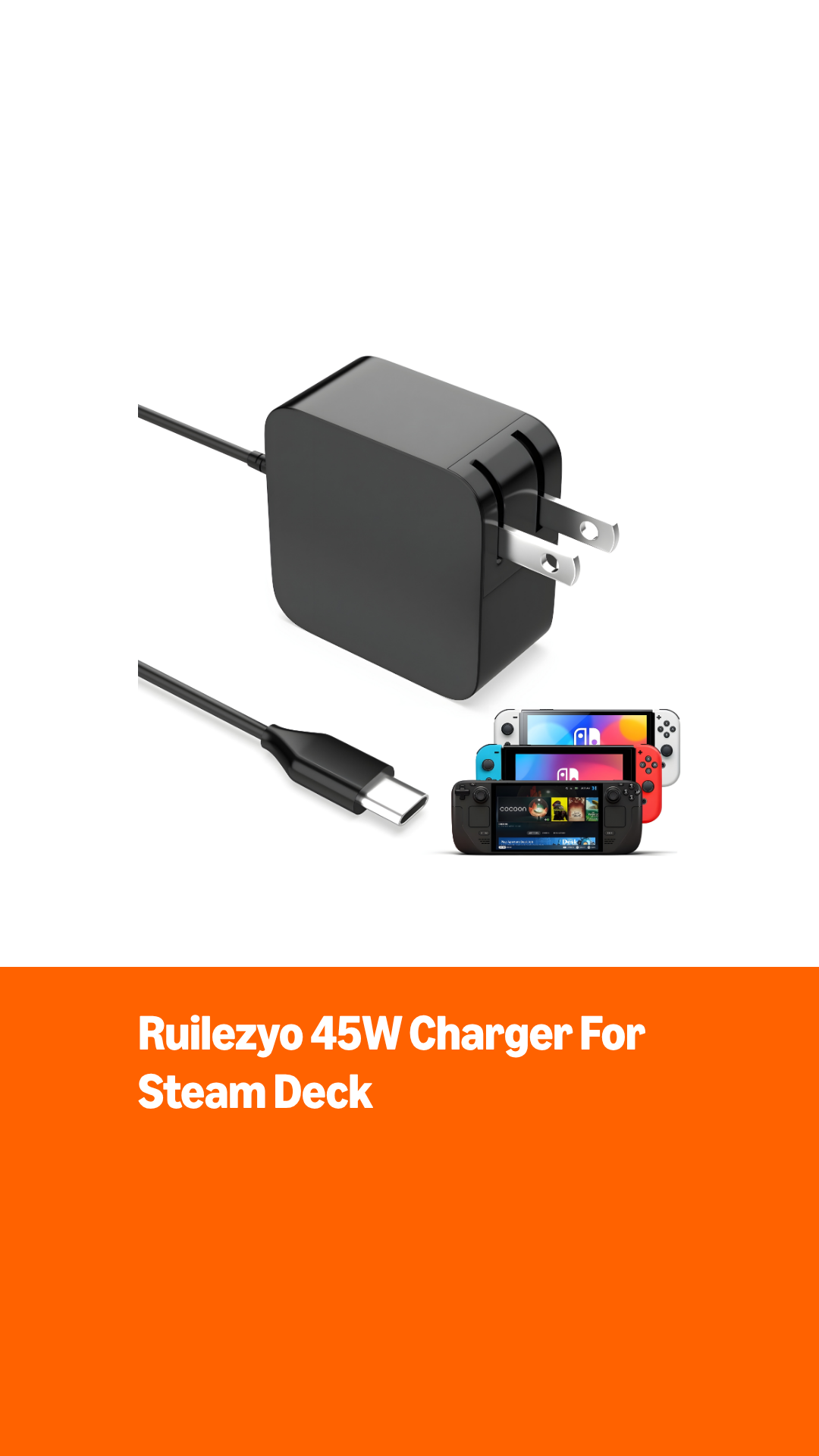 Amazon.com: 45W USB C Charger for Steam Deck/OLED, 5.7FT Cable