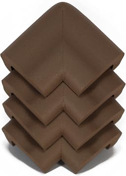 KidKusion Jumbo Corner Cushion | Made in USA | Brown | 4 Pack | Furniture and Corner Protector