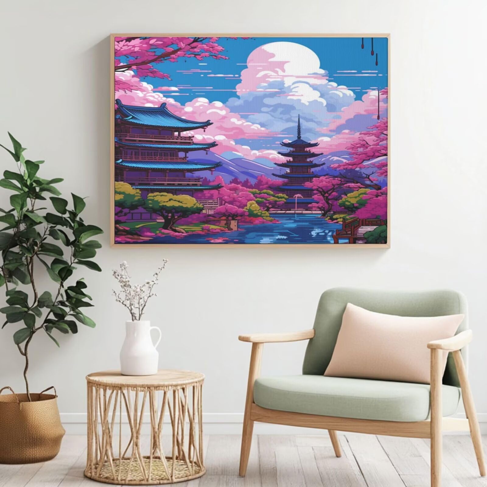 Tokyo MK273 Malen nach Zahlen für Erwachsene, DIY Malen nach Zahlen Landschaft, Acryl Malen nach Zahlen für Anfänger, Ölgemälde Handwerk für Heimdekoration, 95 x 70 cm, ohne Rahmen)