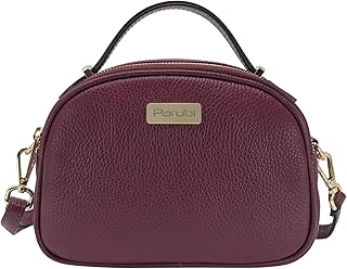 Borsa Donna a Mano e a Tracolla, In Vera Pelle Grana Dollaro, Made in Italy, Modello Nina, Borsetta Piccola Bauletto Pochette Clutch da Donna Ragazza Elegante