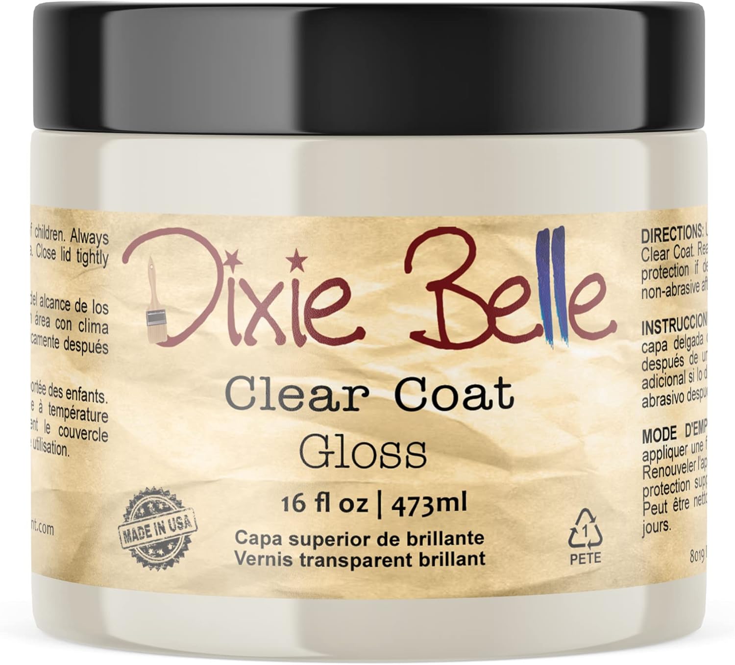 Dixie Belle Paint Company | Flat Clear Coat (16oz) | Soft Matte Finish Polyacrylic Topcoat | Chalk-Friendly Furniture Paint Finish | Made in USA