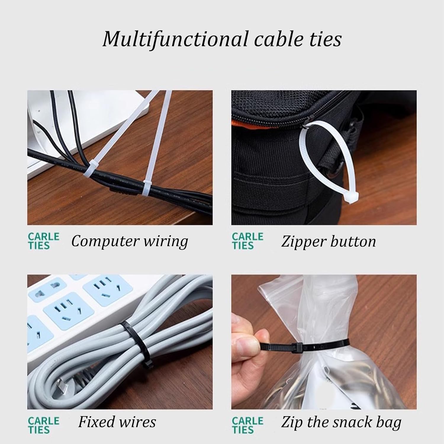 100 PCS Nylon Universal Cable Tie Multi-Purpose Self-Locking Nylon Cable Cord Management Organizer in Home,Office Kitchen（Black）