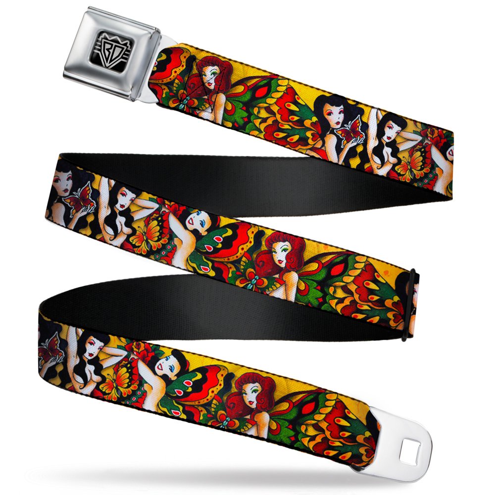 Cinturón de seguridad Buckle-Down TJ-Butterfly Girl para sujetar pantalones sin agujeros de 36 pulgadas 7