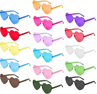 articulo Bszatan 16 Pares de Gafas de Sol en Forma de Corazón, Sin Montura, Lentes Transparentes de Colores Caramelo, Lote para Despedidas de Soltera, Accesorios para Fotomatón