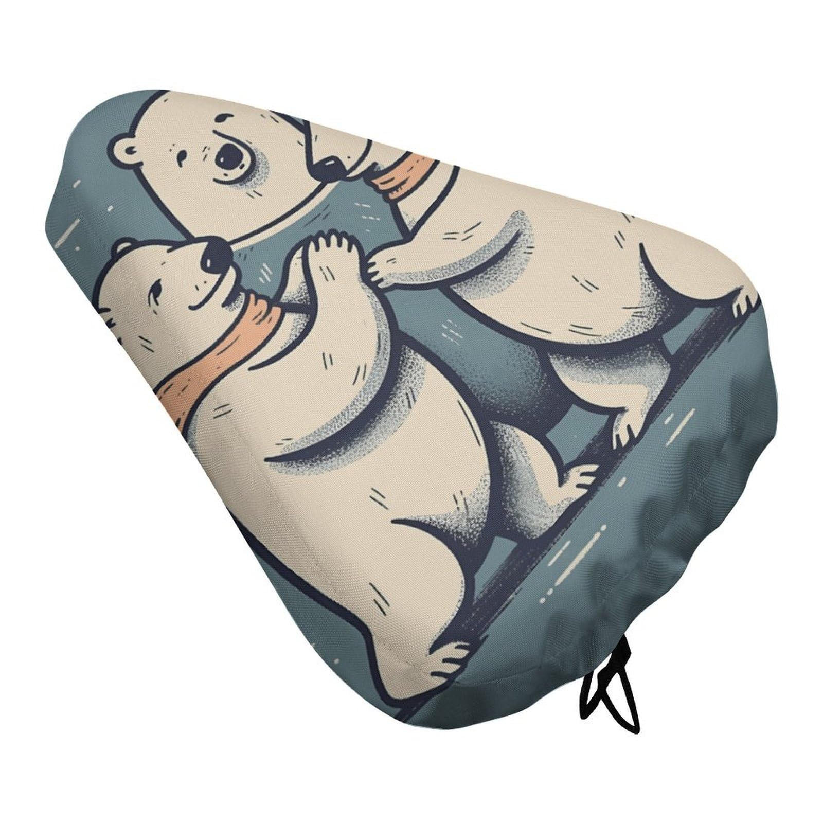 Bear Dancing Bike Seat Cover for Men Women, Waterproof & Dustproof Bike Seat Cushion with Drawstring, Adjustable Bicycle Saddle Cover for Or Rain & Sun Protection