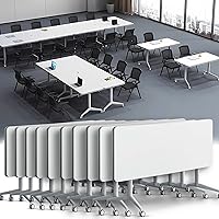 yauehui Foldable Flip Top Conference Tables (10pcs, 62.9in) - Mobile Training Tables with Silent Wheels for Office, Classroom