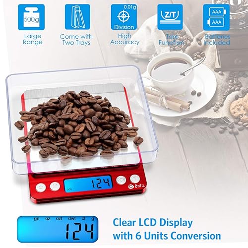 Miniatura 5 de AMIR Báscula digital de cocina mejorada, 17.76 oz de bolsillo para joyas, báscula de alimentos para cocinar con pantalla LCD retroiluminada, 2