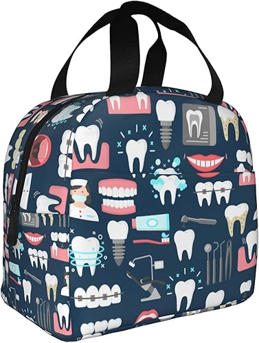 Miniatura 9 de JZDACH Bolsa de almuerzo aislada, para divertida caja de almuerzo de bulldog francés, cachorro, perro, bolsa de almuerzo multifuncional,