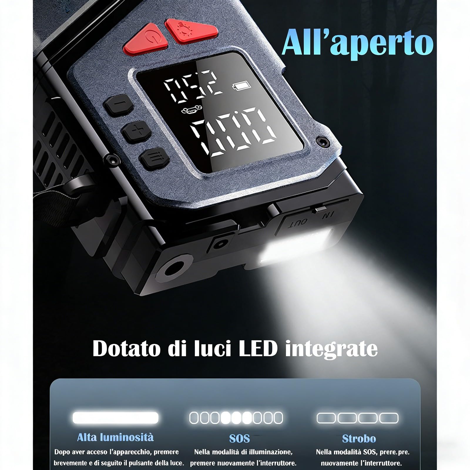 Arrancador portátil para Coche con Bomba de Aire-batería de 12V (hasta 4,0 L de Gasolina/2,5 L de diésel),Pantalla Digital,batería Externa,Kit de Emergencia para Coches,Camiones y Motocicletas(Black)
