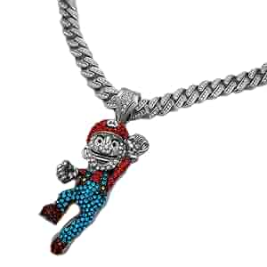 BLINGFACTORY Hip Hop White Gold Plated Super Mario Pendant