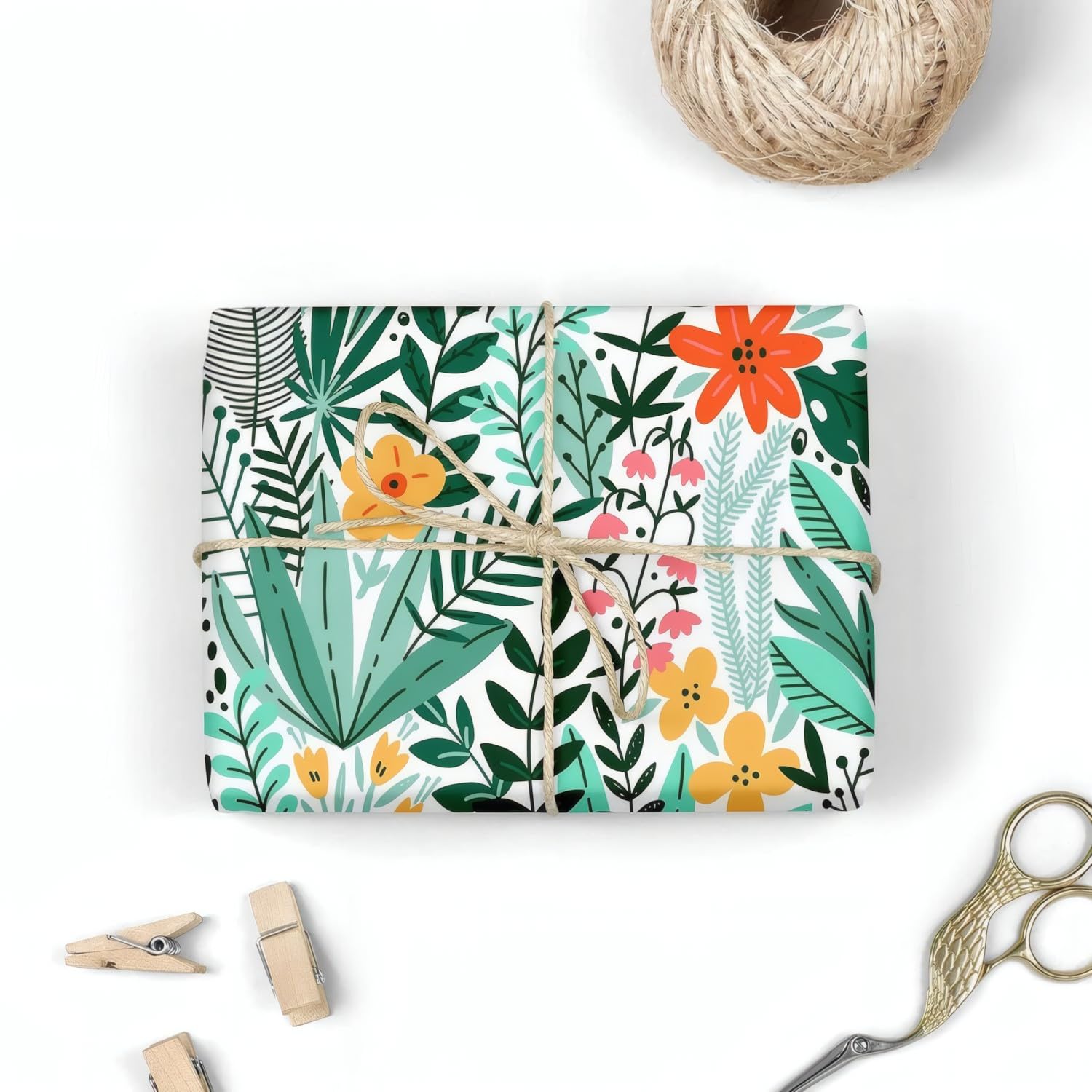 Geschenkpapier, große Rolle, 62 cm x 80 m • Blumen, ideal für: Geschäfte, Geschenkverpackungen, Geburtstage, Babypartys, Hochzeiten, Dekoration [FP Partys]