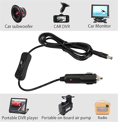 Miniatura 4 de GINTOOYUN Adaptador de fuente de alimentación de extensión de encendedor de cigarrillos de automóvil de 12 V 24 V DC5521 con interruptor 304,