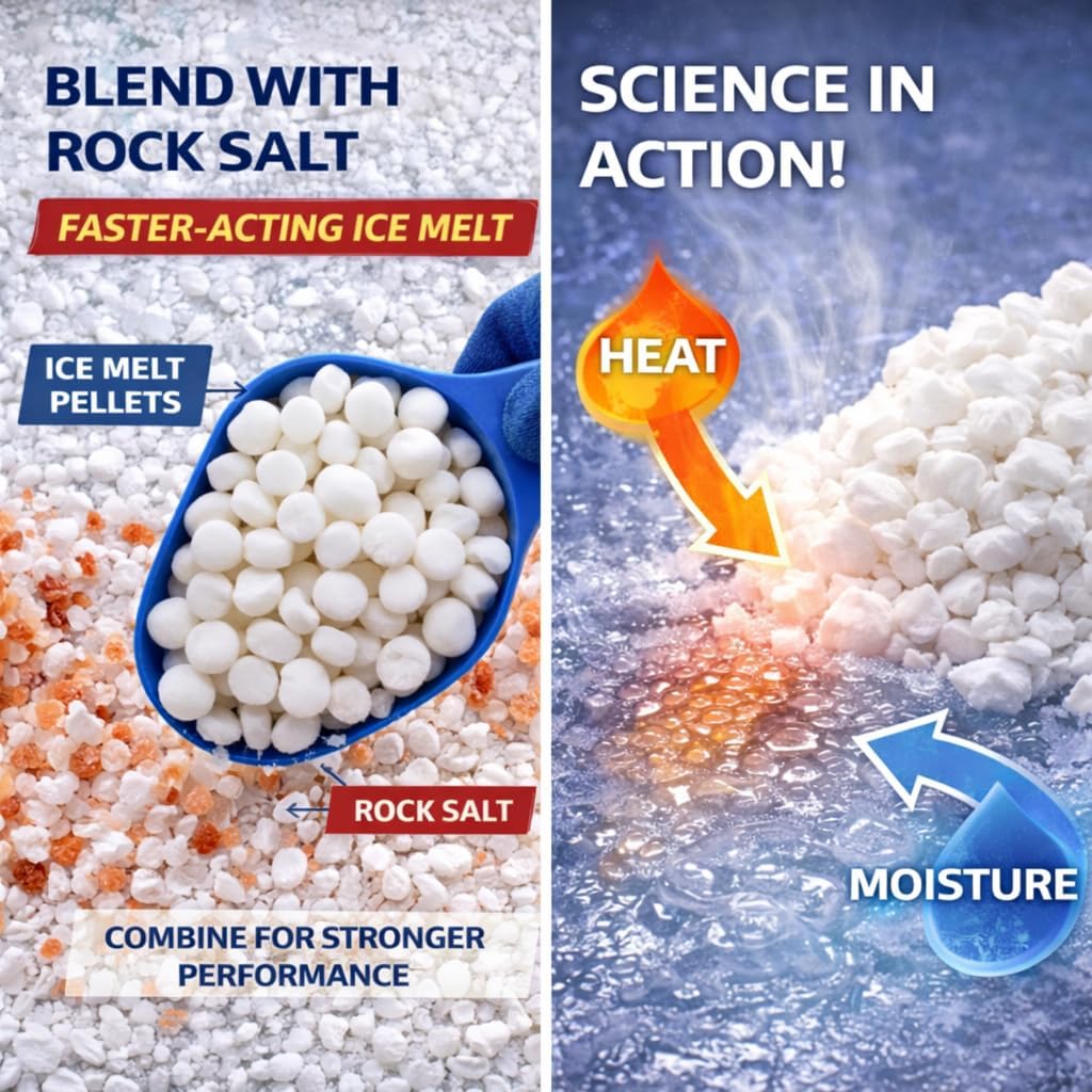 Professional Ice Melt Magnesium Chloride Bulk Pallet Ice Melt - (Pallet of 48 Bags) 50 Lbs Each- Professional Grade-Driveway, Walkway, Parking Lot, Pet Safe, Concrete Safe - Works to -15F