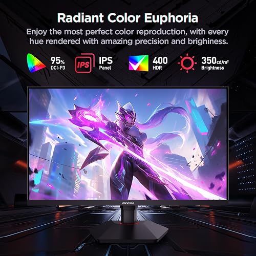 KOORUI G2722P 27 Inch Gaming Monitor,200Hz, Fast IPS, QHD 1440P, 1ms, Adaptive Sync, Lifting Adjustable, VESA Mountable, HDMI/DP, Low Blue Light, 99% SRGB - 6