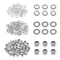 Vista 14 de Swpeet 45 piezas de tuercas de bloqueo hexagonales de acero inoxidable SAE 304 de 1/2"-13, arandelas planas de 1/2", kit surtido de arandelas