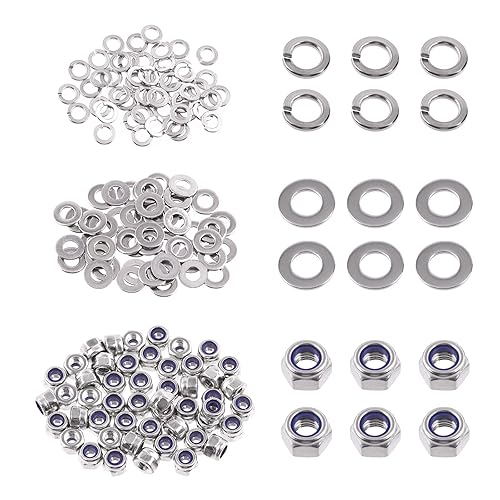 Vista 14 de Swpeet 45 piezas de tuercas de bloqueo hexagonales de acero inoxidable SAE 304 de 1/2"-13, arandelas planas de 1/2", kit surtido de arandelas