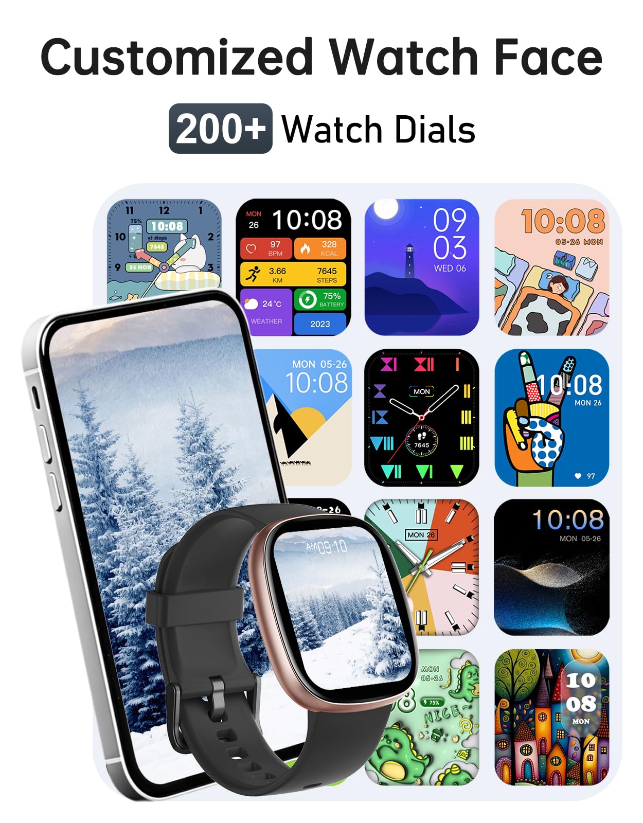 HUAKUA Smartwatch Uomo Donna con Chiamate Bluetooth 5.4, AMOLED 1.83" | Orologio Fitness Contapassi Cardiofrequenzimetro SpO2 Sonno Notifiche, Impermeabile 5ATM, 30 Giorni Standby per Android iOS