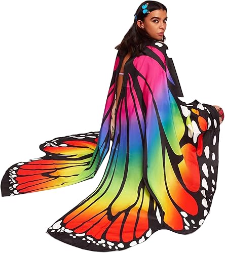 Miniatura 5 de AWAYTR Chal de alas de mariposa para mujer, capa de hada para mujer, accesorio de disfraz de Halloween