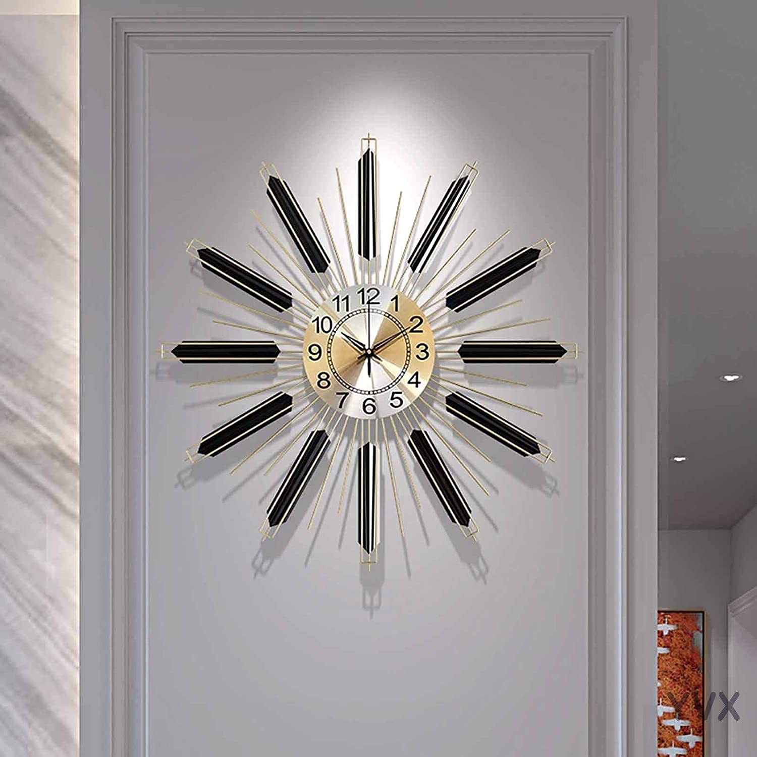 Horloge Murale 3D en Métal pour Salon, Cuisine, Bureau Et École - Décoration Artistique À Quartz Silencieux, Design Moderne, sans Tic-Tac, Décoration Élégante pour La Mai,