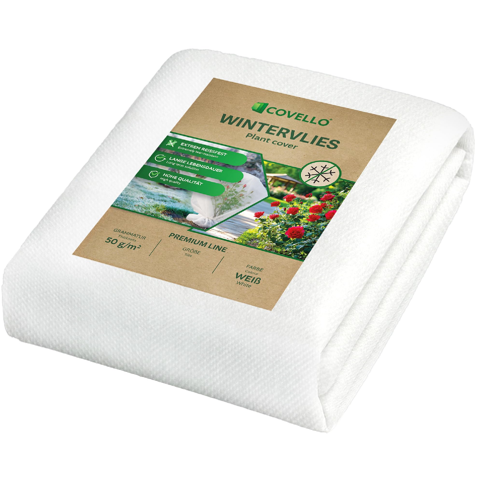 Covello Voile d'Hivernage pour Plantes 50g/m² Protection UV Respirante 25m x 1,6m 40m²